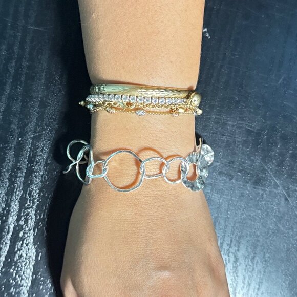 Silpada 925 Hanmered Discs Link Bracelet - Picture 6 of 6